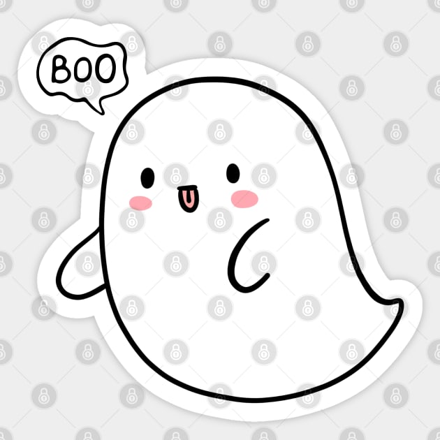 Ghost Print, Halloween Design, Cute Ghost, Boo Sticker by RenataCacaoPhotography